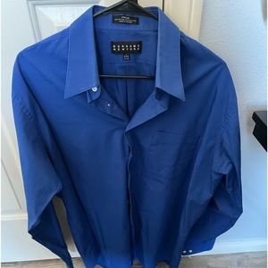 Bergamo New York blue long sleeve button down shirt size L
